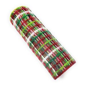 10" Christmas Lime Green, Emerald, Red and White Striped Metallic